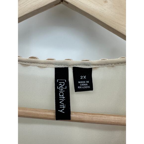 Relativity Blouse Women 2X Cream Sheer Lace Boho Oversized Sabrina Carpenter - Picture 6 of 7